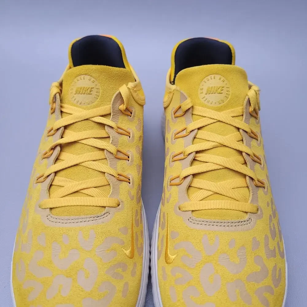 Nike Free RN 2018 Cheetah Print Yellow Low Top Lace-Up Sneakers Size 9.5
